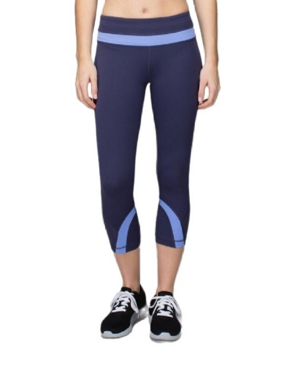 LULULEMON Run Inspire Crop II leggings Sz 2 Light/Navy Blue